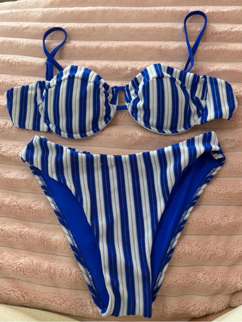Berlook Blue and White Striped Bikini Set